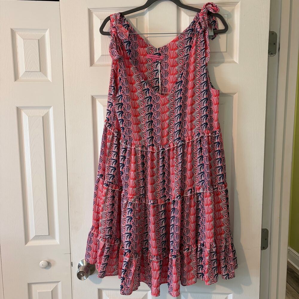 Simply Southern Women's Tiered Ruffle Tie Sleeve Dress Size Large Boho Chic